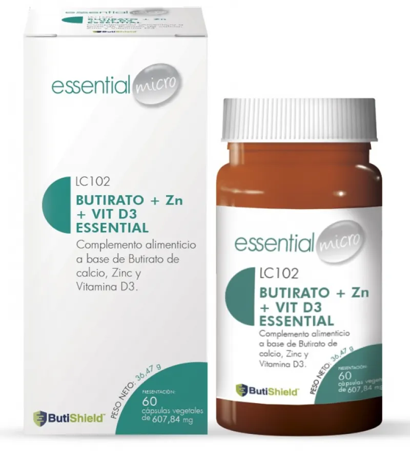 BUTIRATO + Zn + VIT D3 ESSENTIAL ESSENTIAL (60 cápsulas)-LC102  BUTIRATO + Zn + VIT D3 ESSENTIAL ESSENTIAL (60 cápsulas)-LC102
